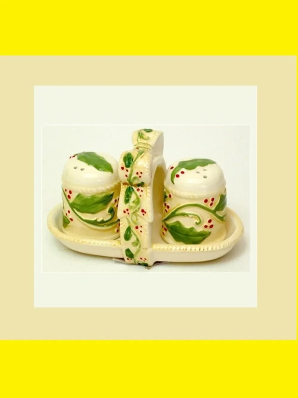 Elegant Holly Salt & Pepper with Rack 3pc Set 5 3/4